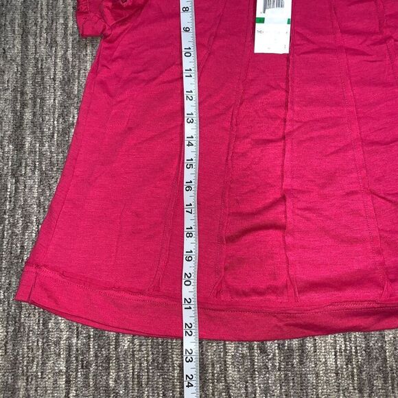 Coco + Jaimeson Womens Large Pullover Crop Top Pink Ruffle Puff Short Sleeves NW - Picture 7 of 8